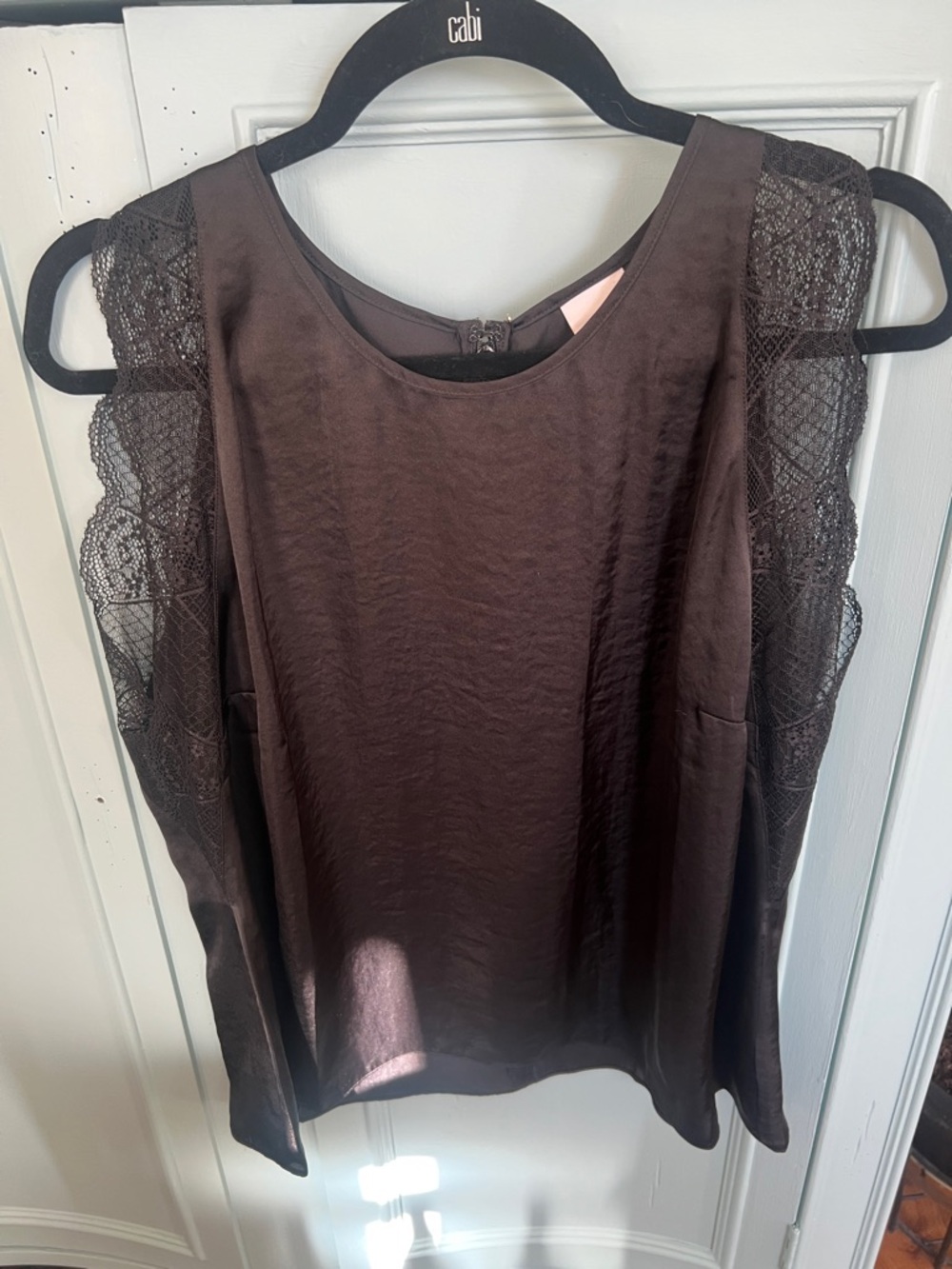 CAbi Black Lace-Trim Sleeveless Camisole
